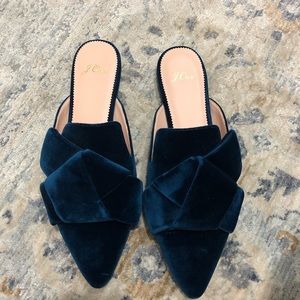 J Crew blue velvet slide ons